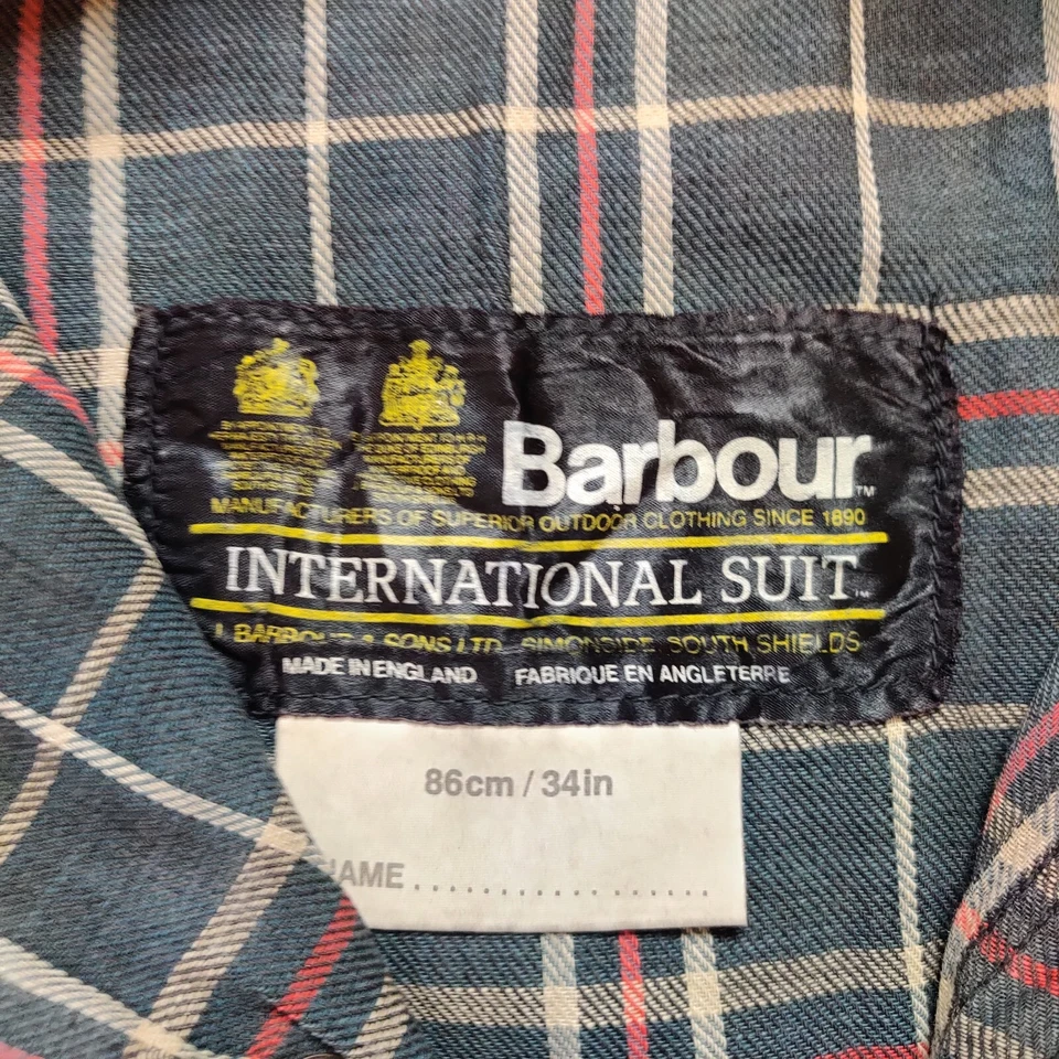 Traje Internacional Barbour M12 C34 Para Hombres S Chaqueta de Cera Verde De Colección Despacho Paseo Foto 2 de 4