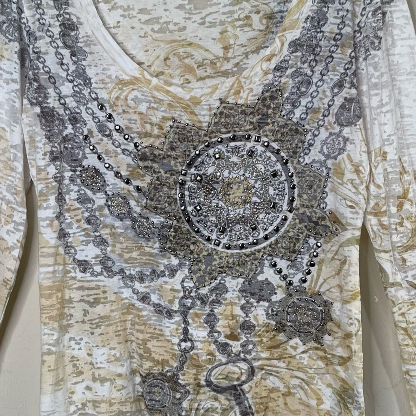 Cache Lightweight Rhinestone Studded Top Women M … - image 12