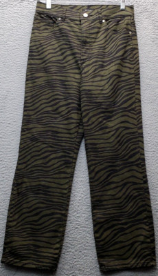 Express Jeans Womens Size 6 Multi Denim Zebra Print Straight Led Super High Rise