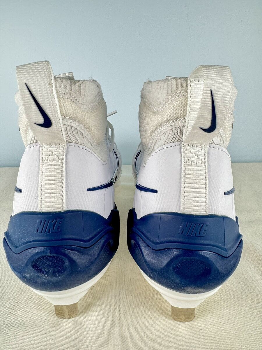 Nike Alpha Huarache NXT Baseball Cleats Metal White Navy Nike Alpha Huarache NXT Baseball Cleats Metal White Navy