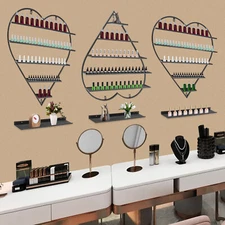 Wall Nail Polish Storage Racks Black Heart-shaped Display Rack Polish Organizer