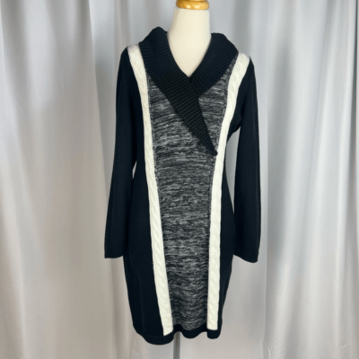 Calvin Klein Women's Sweater Size Petite Large Dress Black & White Cable  Knit | eBay