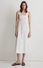 New Madewell Cutout-Back Empire Midi Dress Size 8 White