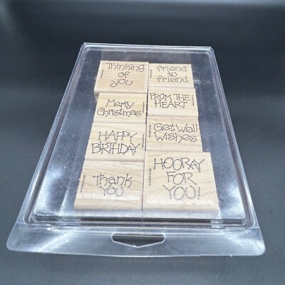 Vtg Stampin Up 1995 Greeting Card Messages Rubber Stamps Mounted Set of ...