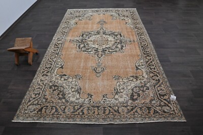 Oushak Turkish Vintage Rug 6x10 Kilim Rug Anatolian Handmade Boho Decor ORANGE