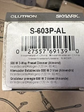 Lutron S-603P-AL Dimmer Switch, 600W 3-Way Skylark Incandescent Light, Almond