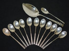 13 pc Dominick & Haff Sterling Silver Ice Cream Server Spoons Dhs9 ribbed $399
