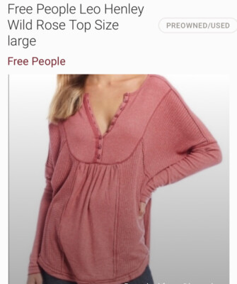 Free People Henley wild rose pink top size S