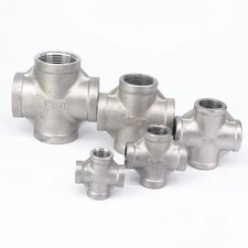 1/8" -2" BSP Female 304 Stainless Steel Cross 4 Ways Connector Pipe Fitting