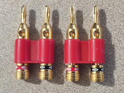 IXOS Dual Red Gold Plated Bare Wire Banana Plugs