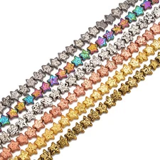 Multi Color Electroplated Lava Star Shape Beads Size 13mm 13'' Strand