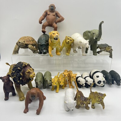 AAA Triple A Zoo Animals Lot Of 25 Heavy Rubber Animal Vintage Elephant Turtle