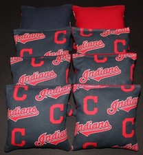 8 All Weather CORNHOLE BEANBAGS made w Cleveland Indians Fabric ACA Reg Bags