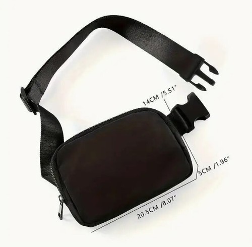 Crossbody Bag Trendy Chest Fanny Pack Adjustable Strap Black Small - 第 5/5 張圖片
