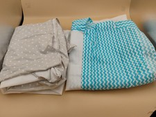Baby Bedding White Aqua Zigzag Gray Poke-a-dot Bed Skirt Drop Crib Set 2