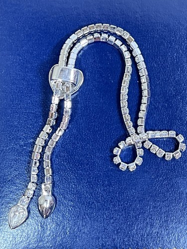 Clear Crystal Rhinestone Heart Toggle Slider Tennis Bracelet - Picture 5 of 13