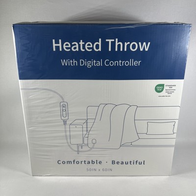 Intertek 50''x60'' Heated Throw With Digital Controller Six SettingsDark Grey New