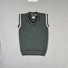 Polo Ralph Lauren Men Sweater L Green Vest Ca...
