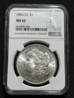 1883-CC Morgan Silver Dollar  NGC MS62