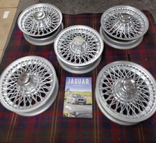 Jaguar MK2 E-TYPE ORIGINAL Silver Wheels Set of 5 With Spinners X 455C