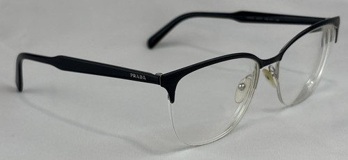 Prada Eyeglasses VPR 53V 1AB1O1 Black/Silver 55-17-145 Half Rim - Frames Only