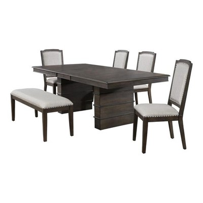 Sunset Trading Cali 6-Piece 96'' Rectangular Extendable Wood Dining Set in Brown