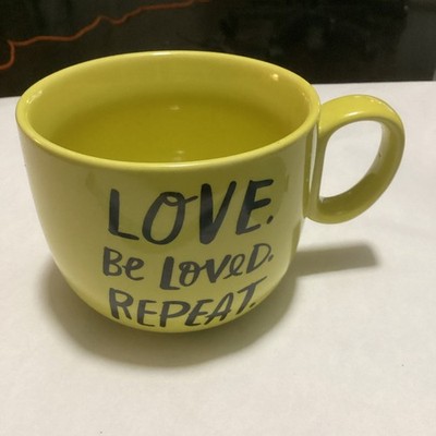 Hallmark Yellow Mug  Love. Be Loved. Repeat.   Cheerful Sunshine Happy Kindness