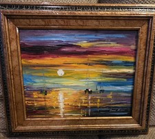 Leonid Afremov Original  11"x14"x3/4 Medium Oil On Canvas Titled "Cyprees Wind".