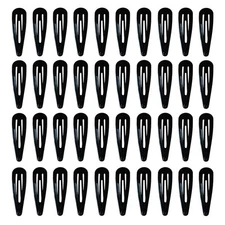 40 Pack Black 2 Inch Barrettes Women Metal Snap Hair Clips Accessories