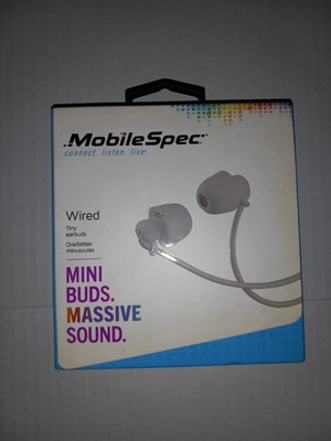 Mobilespec Mini Buds MBS10302 Silicone Tiny Earbud - White Fast Free Shipping