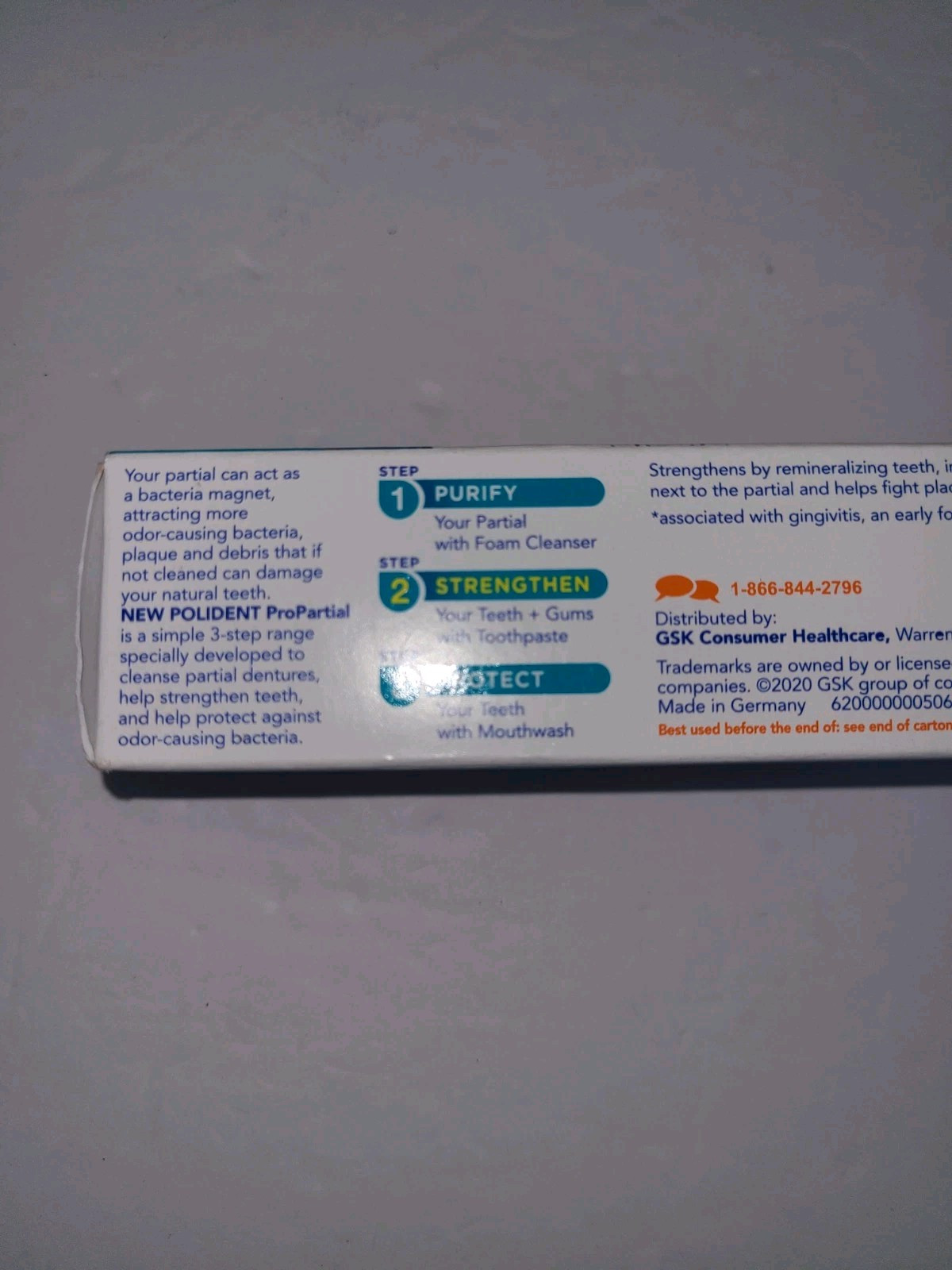 Polident Pro Partial Toothpaste 2.3 oz Fluoride Step 2 Strengthening