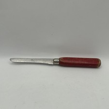 Cuchillo curvo dentado de acero inoxidable Geneva Forge de colección mango de madera EE. UU.