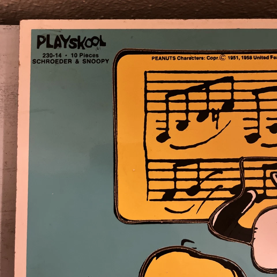 Rompecabezas de madera vintage de cacahuetes Snoopy y Schroeder United Feature Syndicate Foto 2 de 4