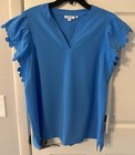 NEW Chico’s Women’s Pool Side Blue Short Sleeve Tunic Blouse Size 3 XL