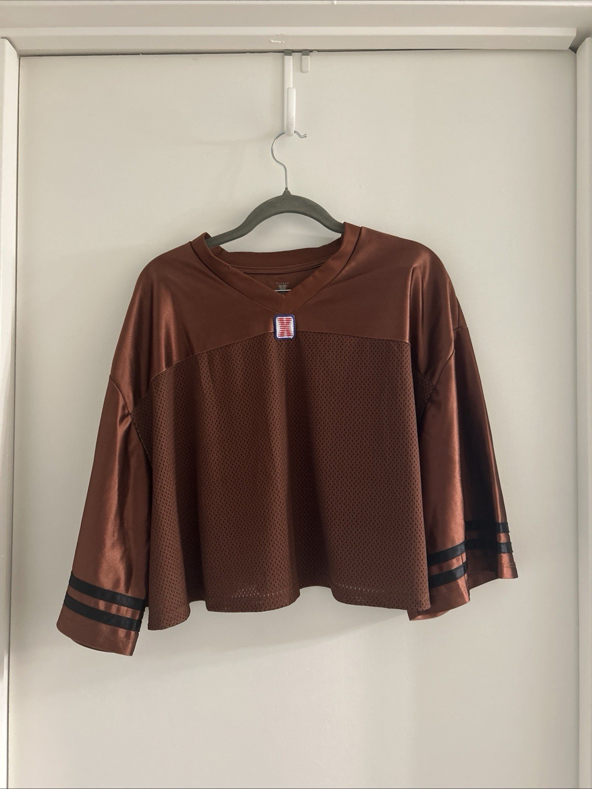 Savage X Fenty Rare Limited-Edition LVII Cropped Varsity Jersey Brown image 2