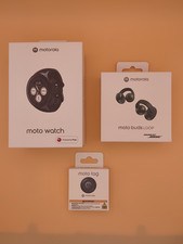 Motorola Moto Watch 46mm Black Smartwatch  Moto Buds Loop  Moto Tag
