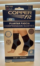 Copper Fit Ice Plantar Fascia Compression Sleeves 1 Pair Unisex Sz L / XL
