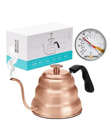 Gooseneck Kettle with Built-In Thermometer for Pour Over Coffee & Tea - 1L St...