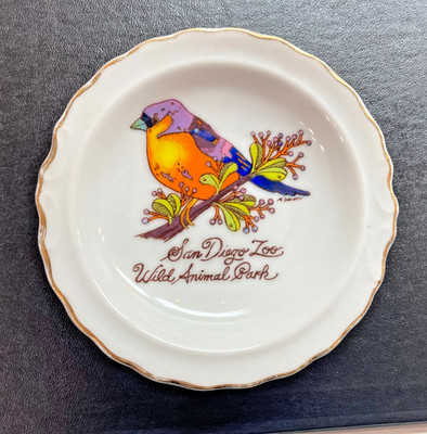 Vintage San Diego Zoo Wildlife Park trinket change dish bird themed - Japan