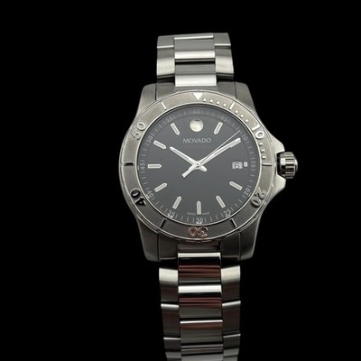 MOVADO 800 SERIES BLACK FACE SS BRACELET