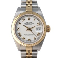 2000 Vintage Rolex 79173 Datejust 26mm 18K Yellow Gold Steel White Dial Watch