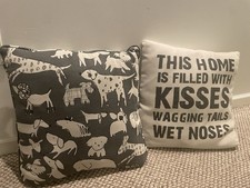 Set of 2 Dog Theme Animal Print Throw Pillows 18x18 Cotton Double-Sided