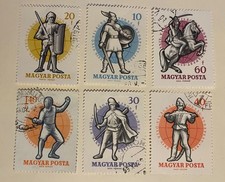 HUNGARY postage stamps set of 6 Warriors 1959