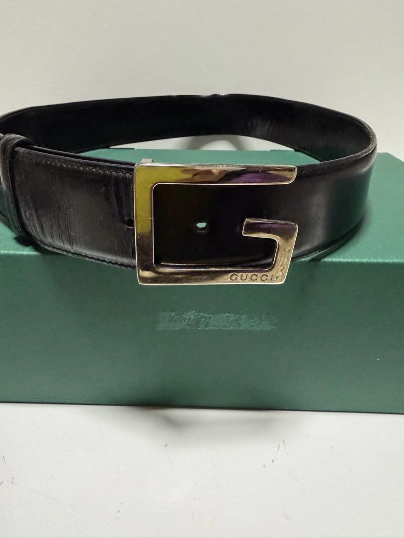 Ceinture GUCCI en cuir noir avec logo G boucle de ceinture en cuir imbriquée
