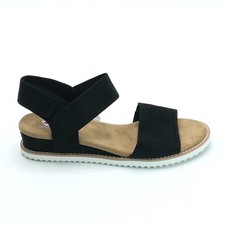 Bobs Skechers Shoes Womens Sandals Desert Kiss Wedge Memory Foam Black 10 New