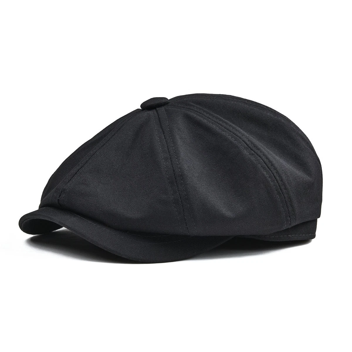 BOTVELA Men's Newsboy Flat Cap 100% Cotton Gatsby Ivy Golf 7 7/8, Black