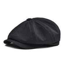 BOTVELA Men's Newsboy Flat Cap 100 Cotton Gatsby Ivy Golf 7 7/8, Black