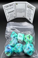 Chessex 38012 Hidden Wonders Festive Surf / black Polyhedral 7 Dice Set