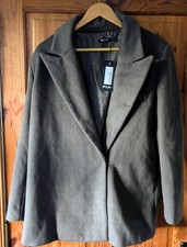 Ladies Fashion Nasty Gal Oversized Wool Blazer Charcoal Size 10uk BNWT