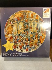 Great American Puzzle Factory - Holy Cats! - Bill Bell Round 500+ Pieces - New